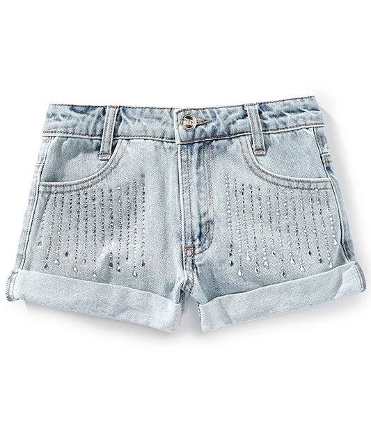 Denim Short w/ Rhinestone Trim