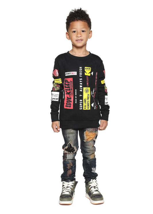 Gwen Shirt Long Sleeve Black w/ Print