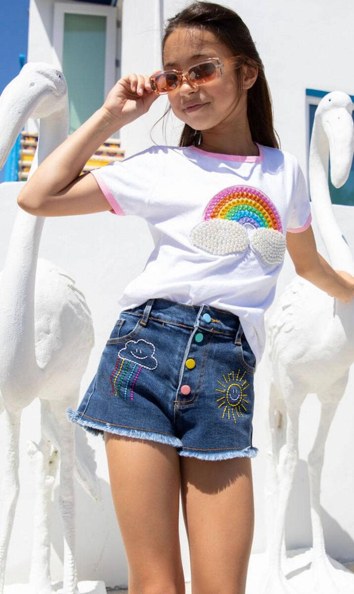 Rainbow Denim Shorts