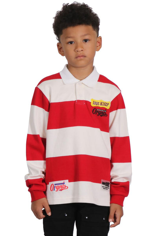 Polo Shirt Berry Red & White