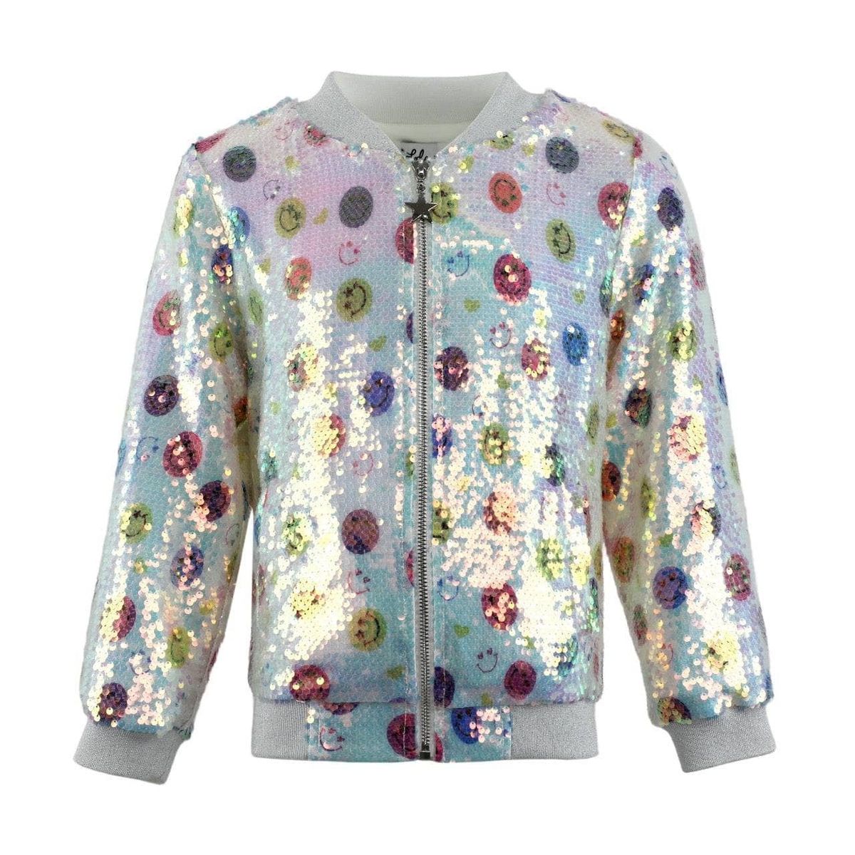 Happy Emoji Sequin Bomber Jacket