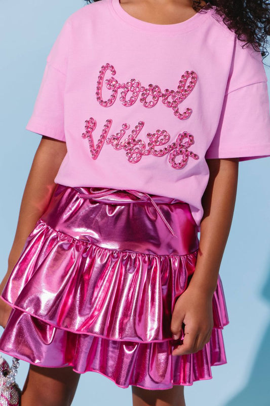 Metallic Ruffle Skort