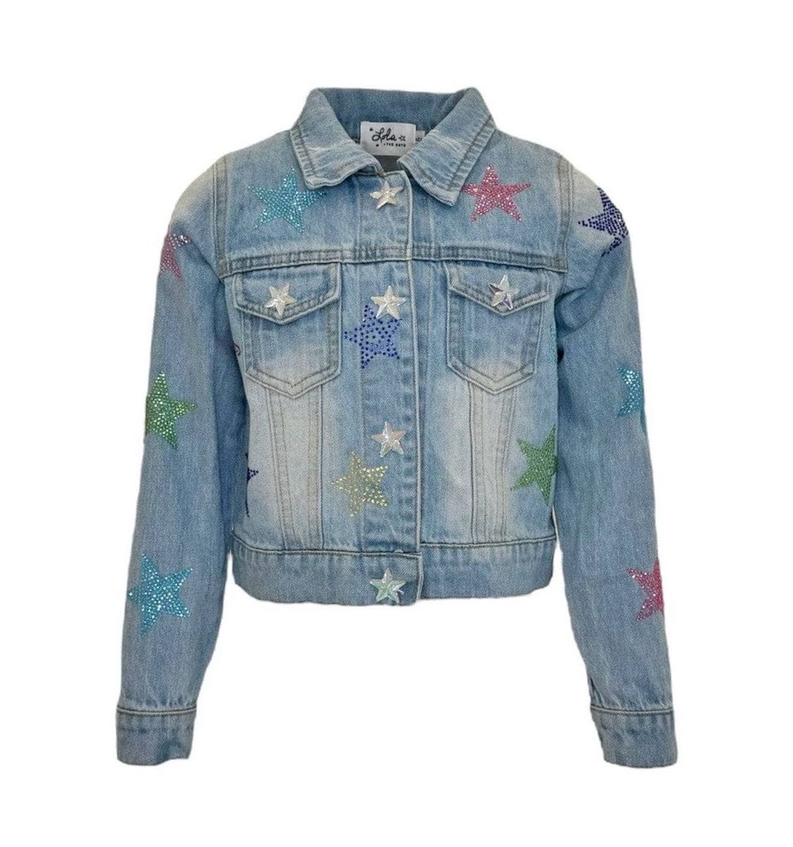 Crystal Rainbow Stars Denim Jacket