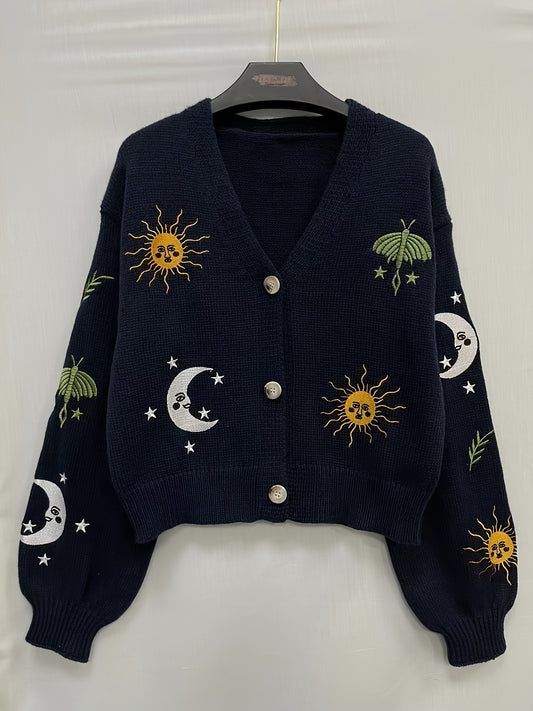 Navy Blue Sun & Moon Cardigan