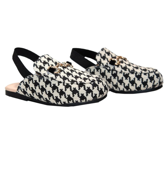 Suecos pata de gallo negro y beige