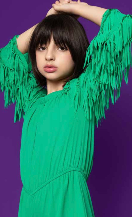 Fringe Romper Green