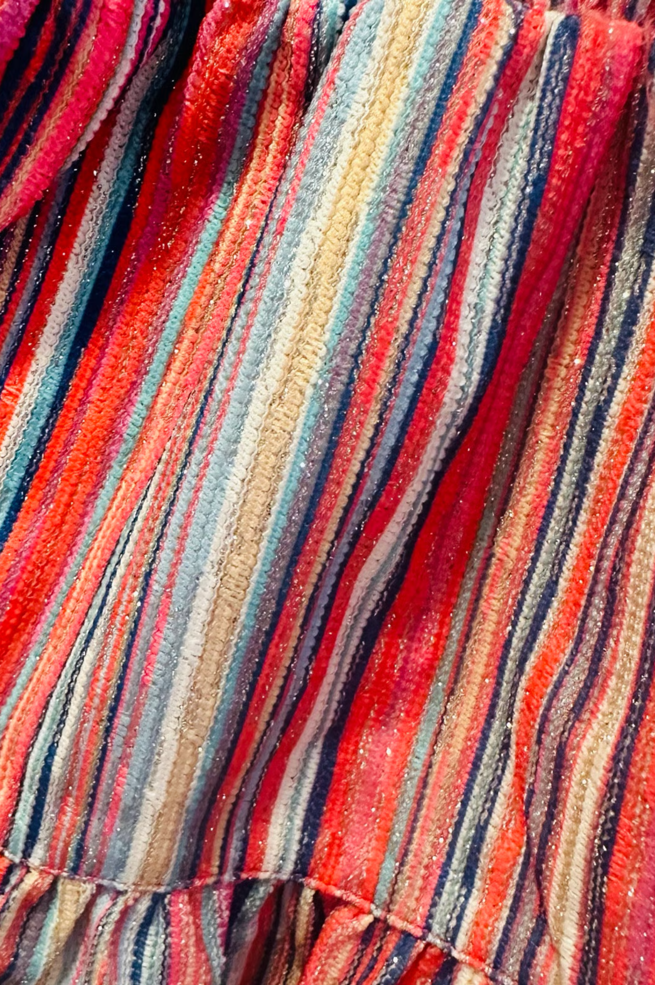 Glitter Stripe Shorts w/ Smocked Yoke Coral