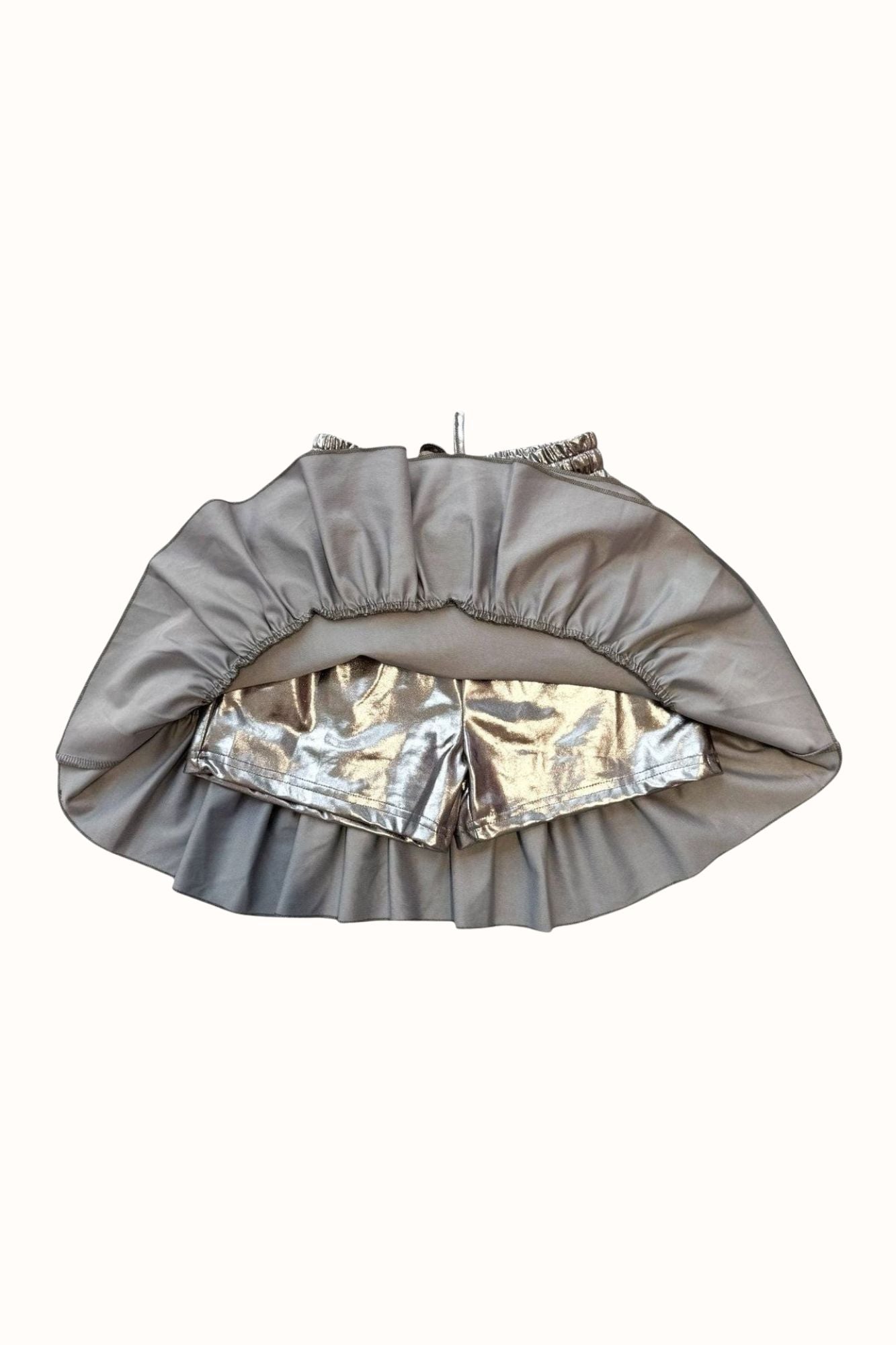 Silver Metallic Ruffle Skort