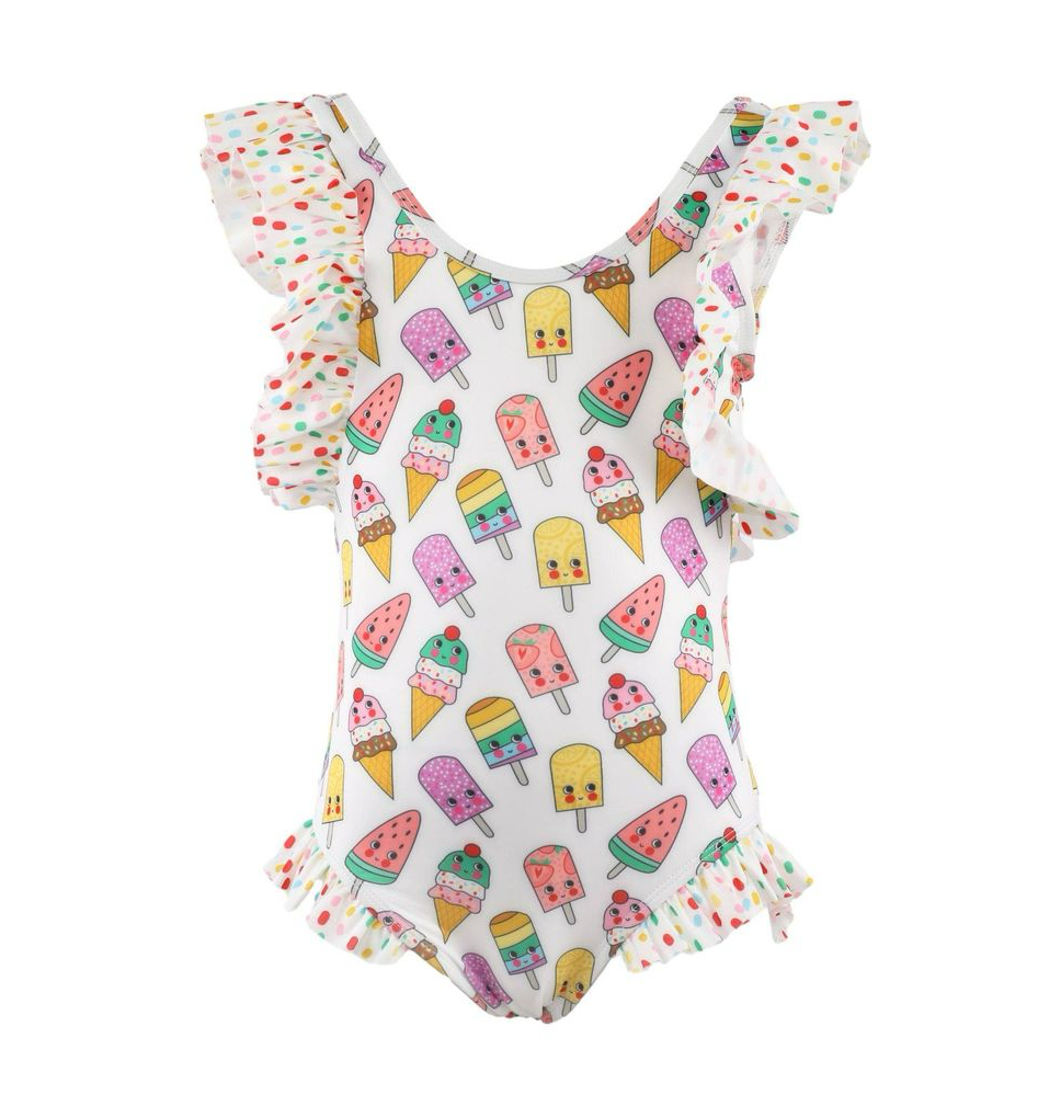 Rainbow Ice Cream Ruffle Swimsuit