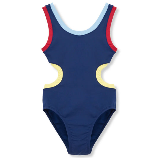 Color Block One-Piece Swimwear Blue