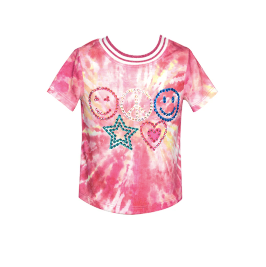 Tie Dye Emoji Print T-Shirt