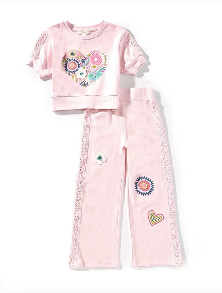 Light Pink Heart Pant Set