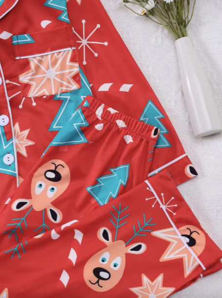 Red Reindeer & Christmas Tree Pajamas