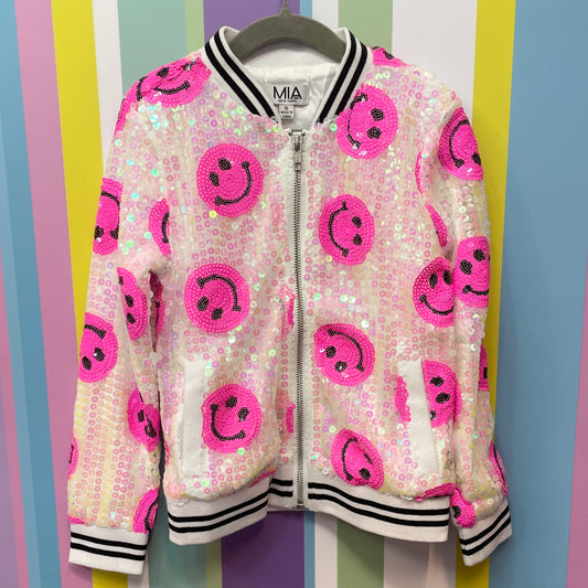 Pink Happy Bomber Jacket