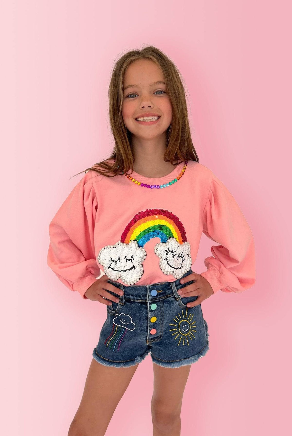 Rainbow Denim Shorts
