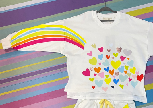 Rainbow & Heart Print Top