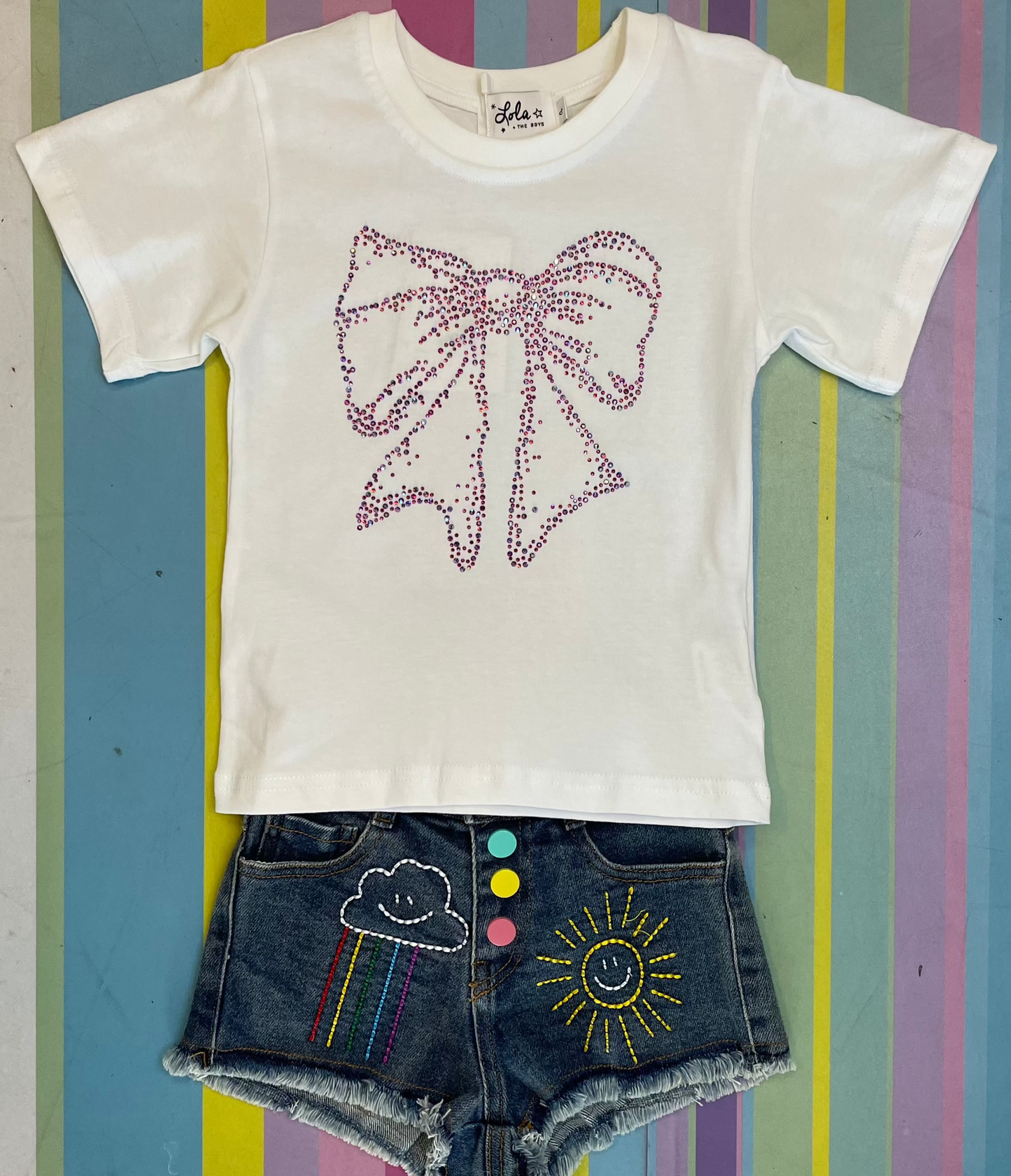 Crystal Bow White T-Shirt