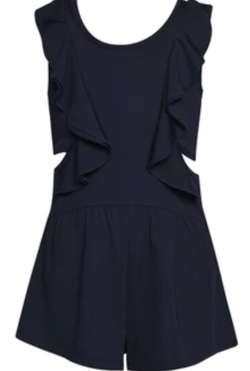 Romper Navy Blue w/ Ruffles & Side Openings