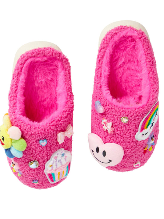 Fuchsia Plush Charm Slippers
