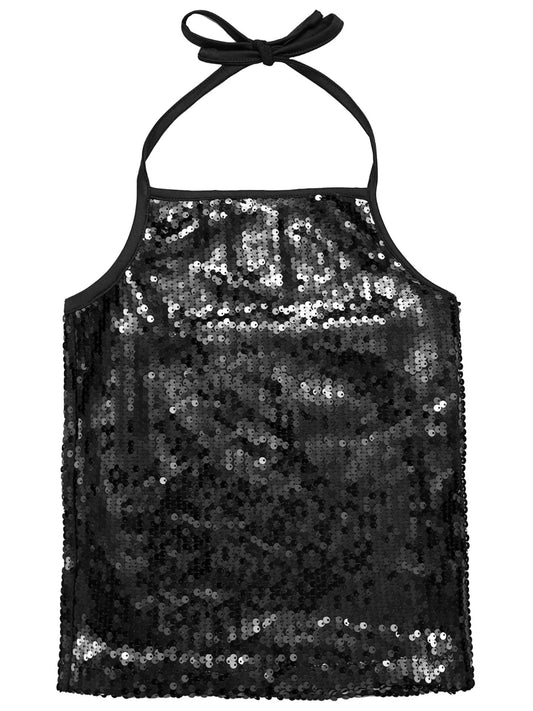 Black Sequin Halter Top