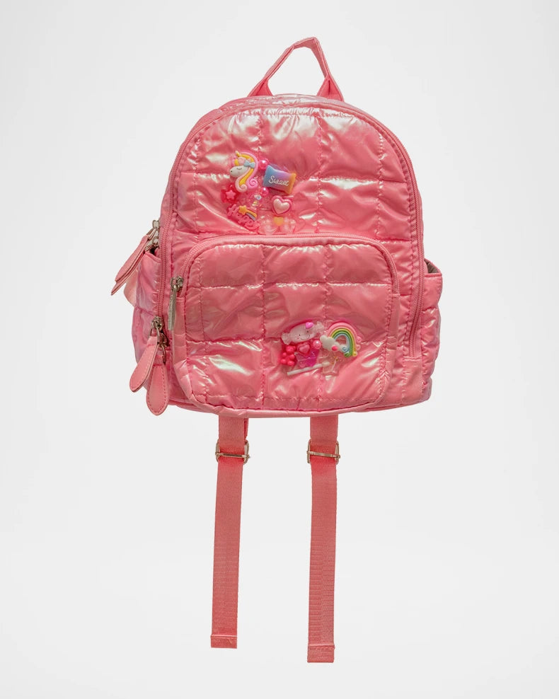 Pink Quilted Charm Backpack