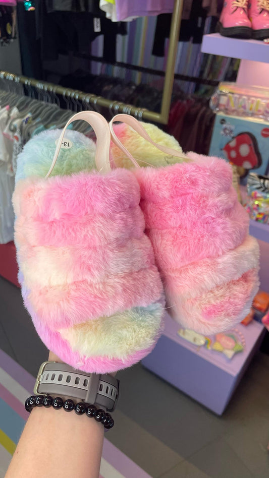 Rainbow Furry Slippers