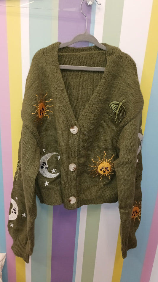 Green Sun & Moon Cardigan