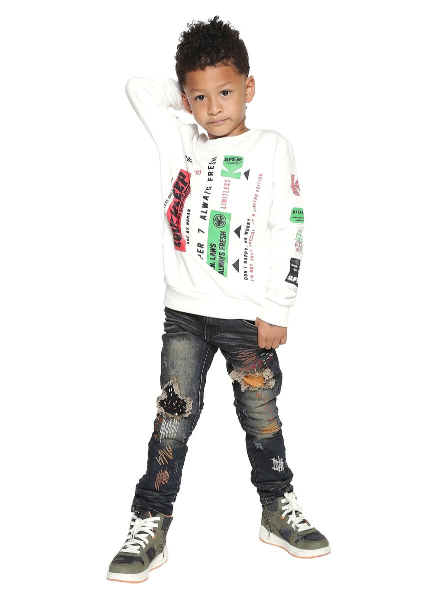 Clancy Shirt Long Sleeve White w/ Print