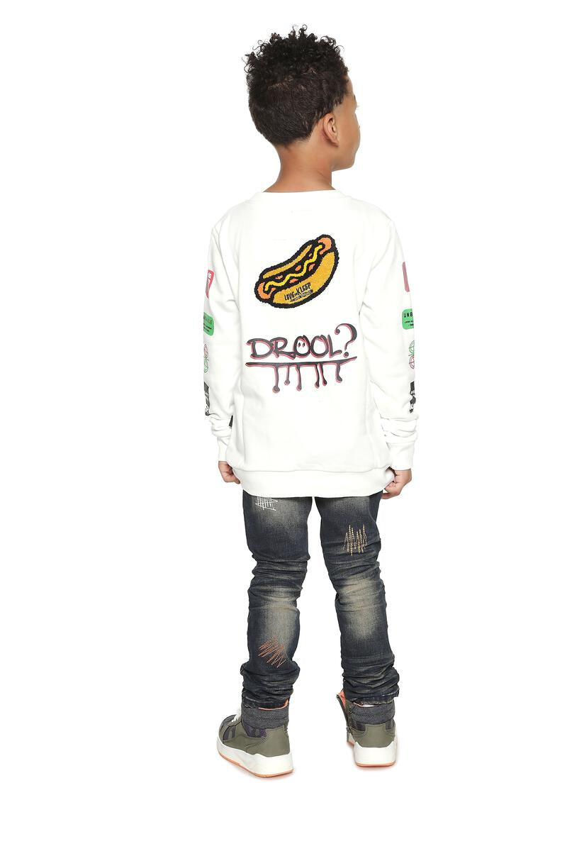Clancy Shirt Long Sleeve White w/ Print