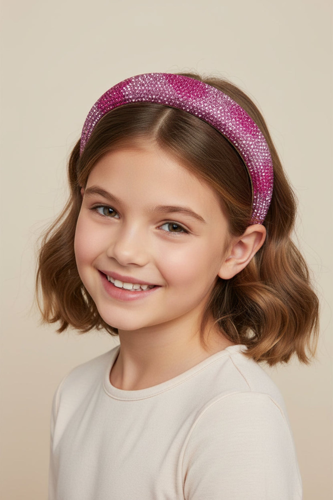 Pink Fully Crystal Heart Headband