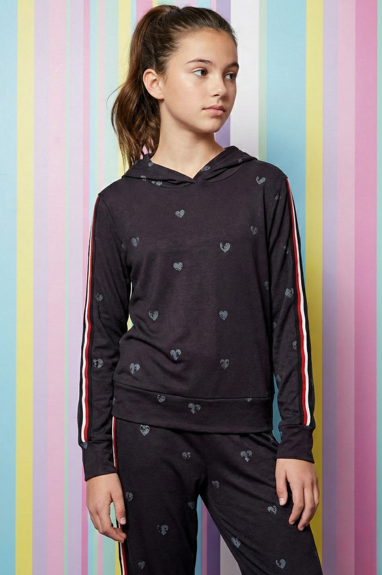 Navy Blue Set with Stripes & Hearts