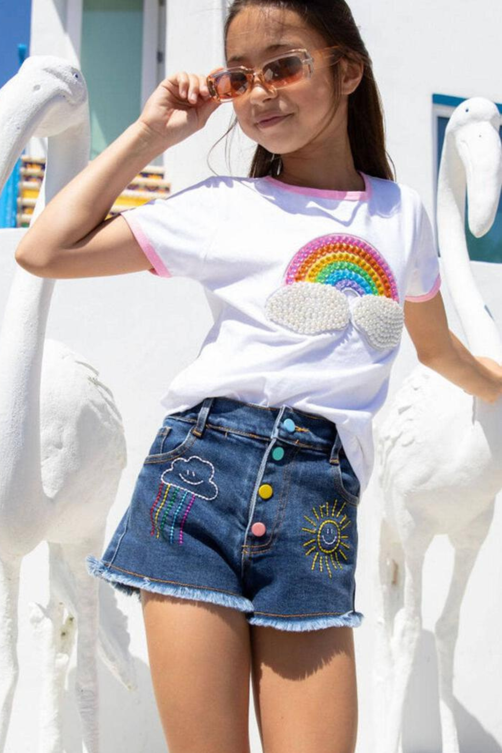 Rainbow Denim Shorts