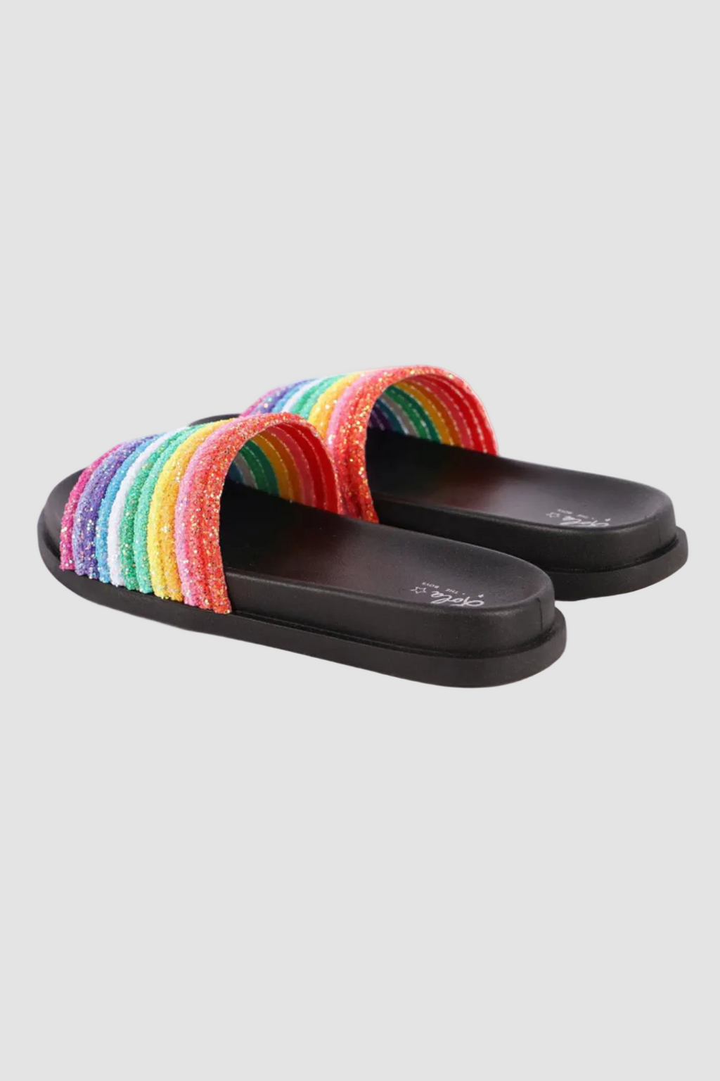 Black Glitter Rainbow Slides