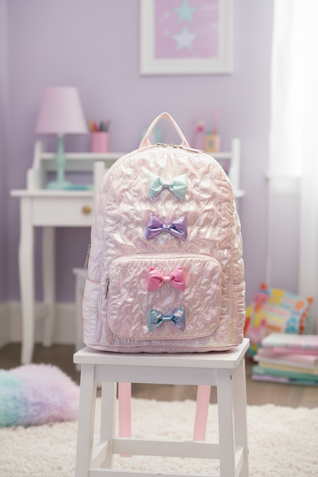 Pink Puffy Bow Mini Backpack