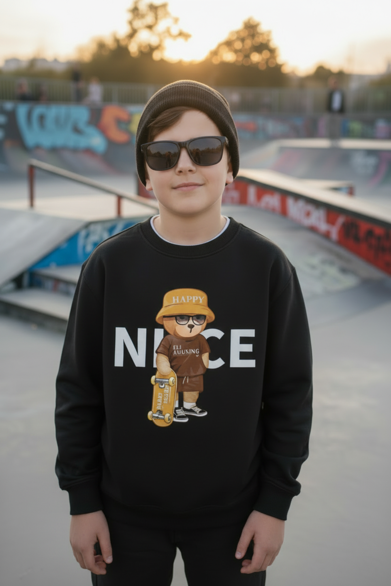 Black Skate Bear Sweater