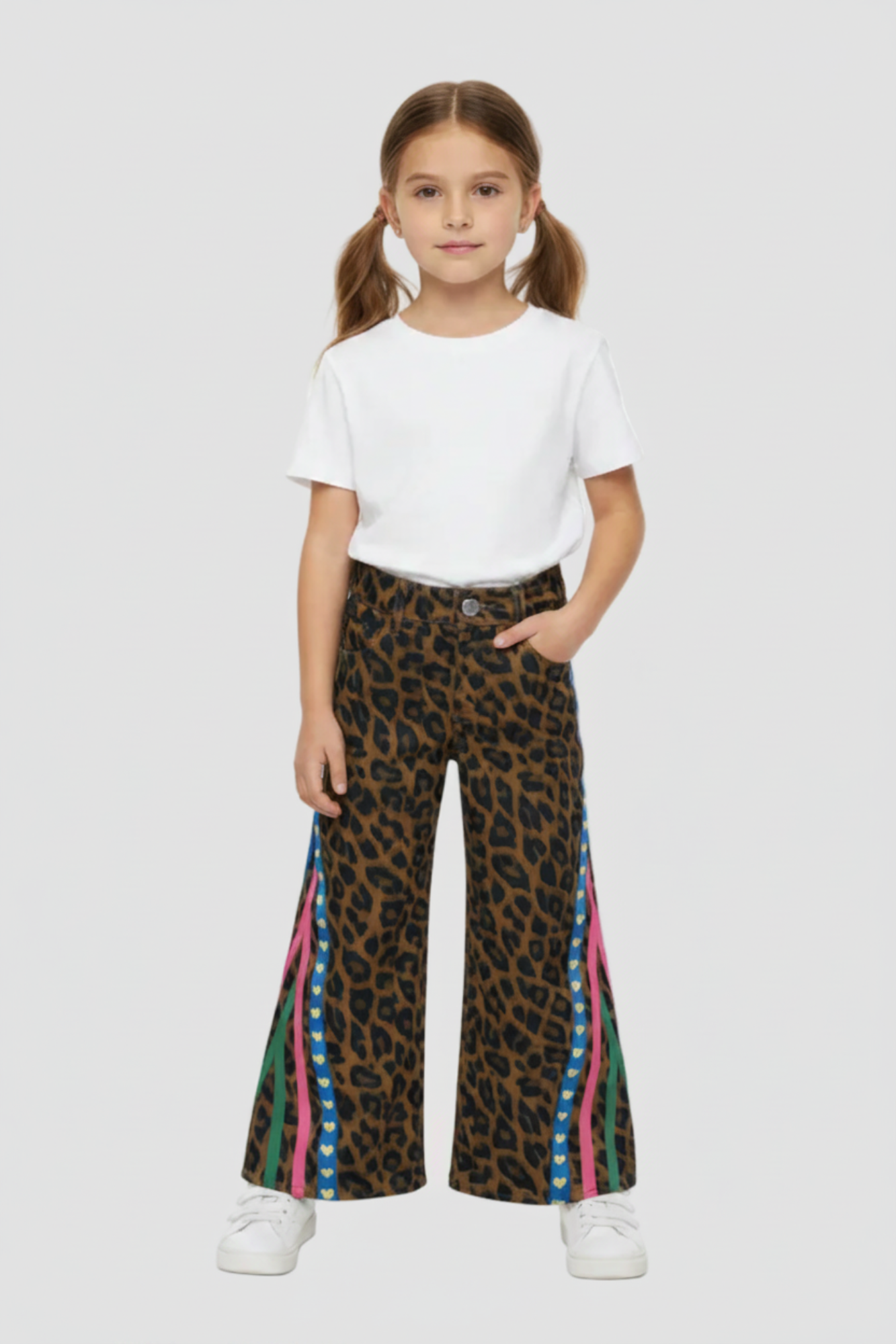 Leopard Print Denim Pants