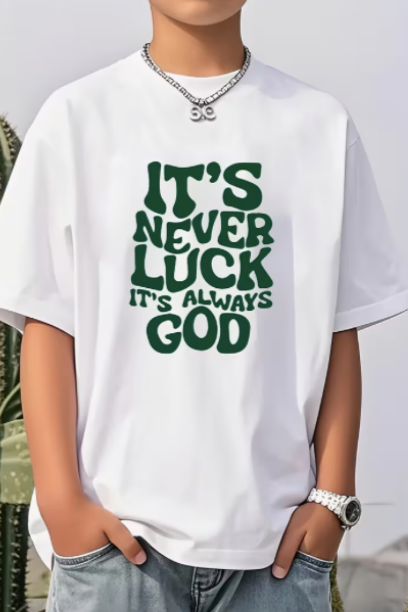 White & Green Quote T-Shirt