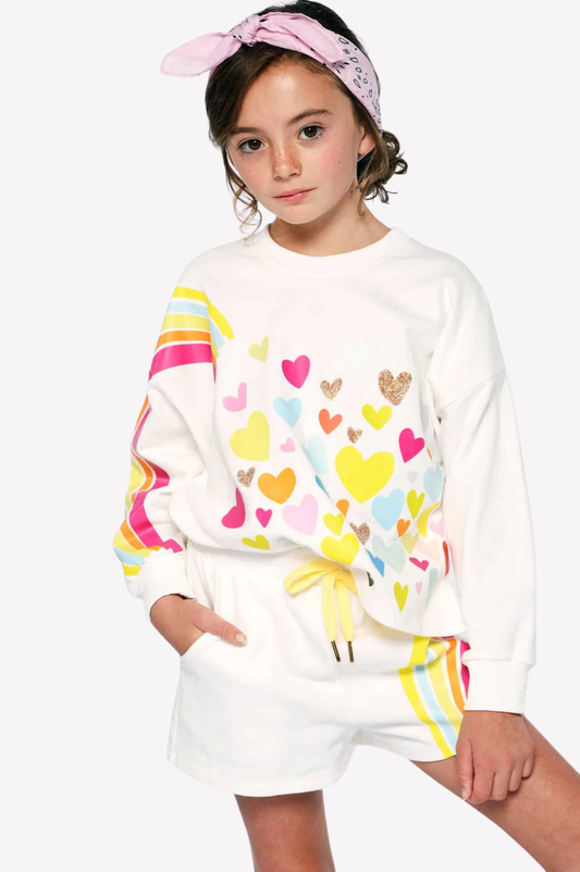 Rainbow & Heart Print Top