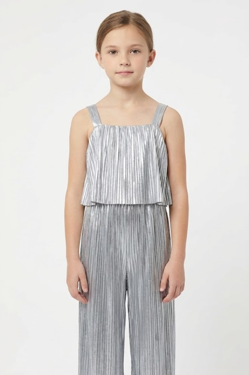 Wide Leg Silver Jumpsuit