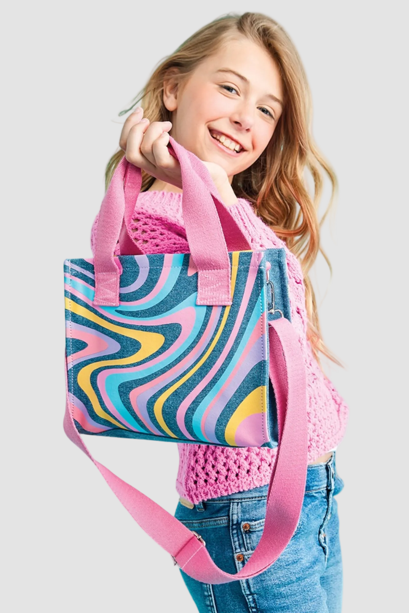 Color Swirl Denim Crossbody Bag