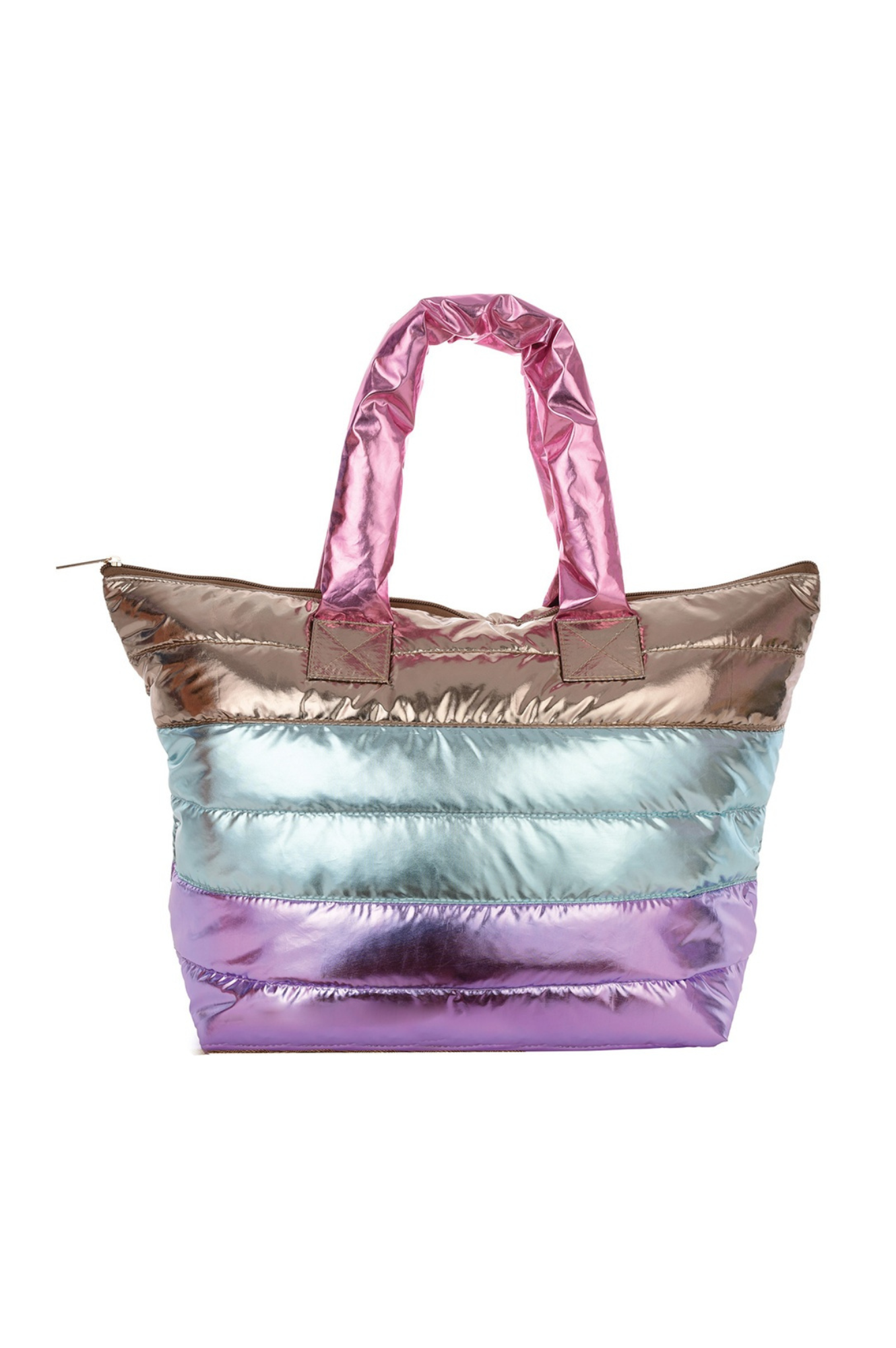 Icy Color Block Puffer Overnight Bag