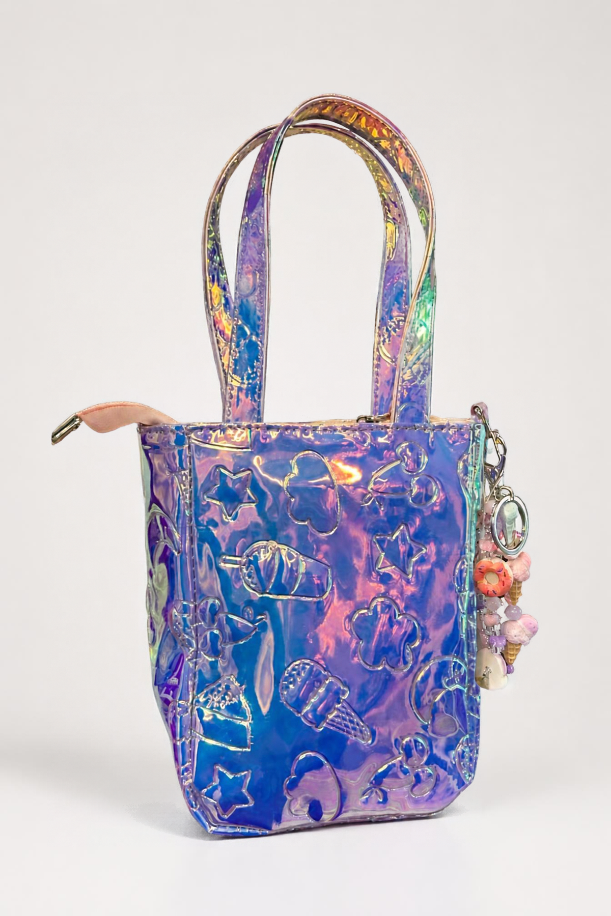 Purple Iridescent Charm Top Handle Bag