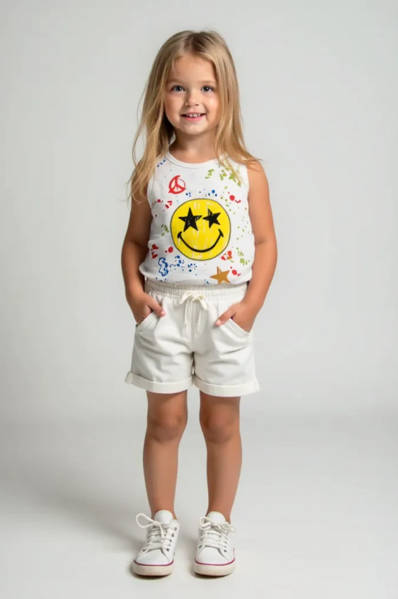 Smiley Graffiti Tank White