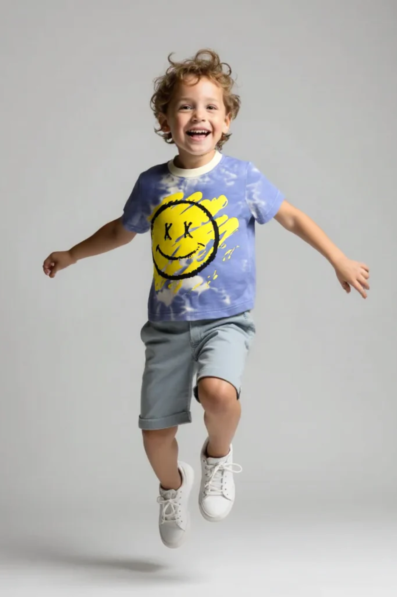 Smiley Tie-dye Tee Baby Blue