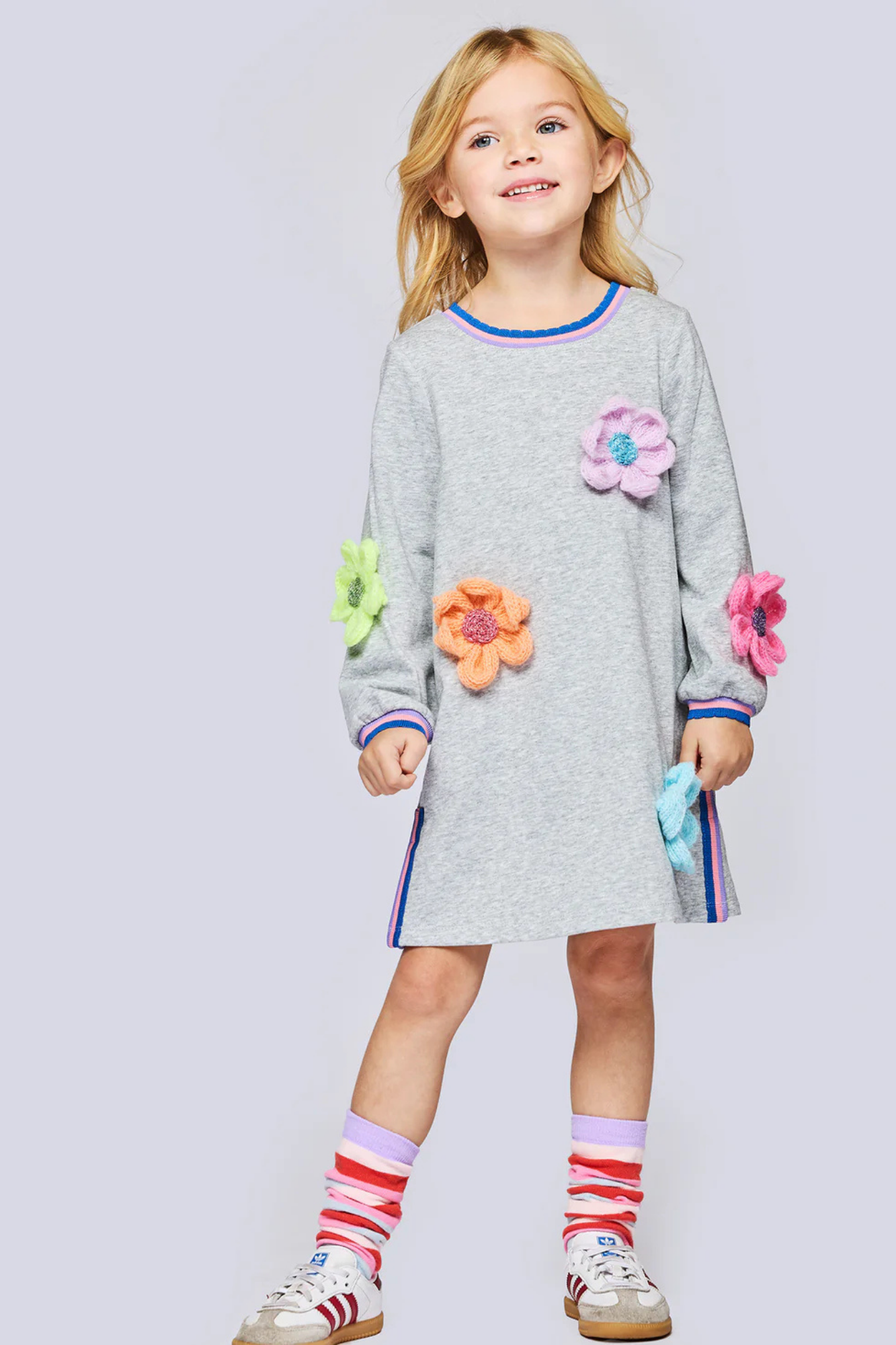 Grey Dress w/ 3D Flowers