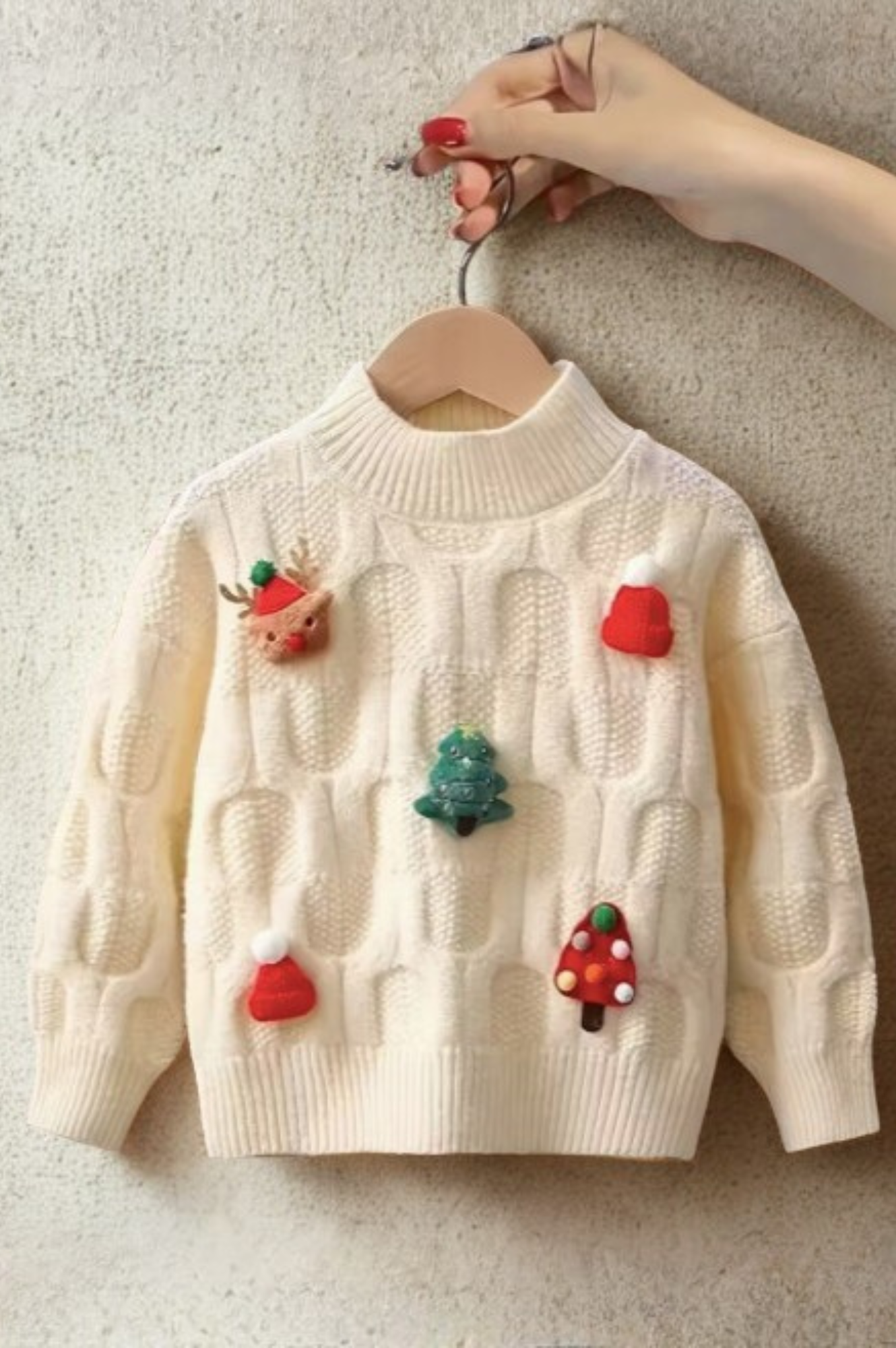 Beige Christmas Cardigan Plush