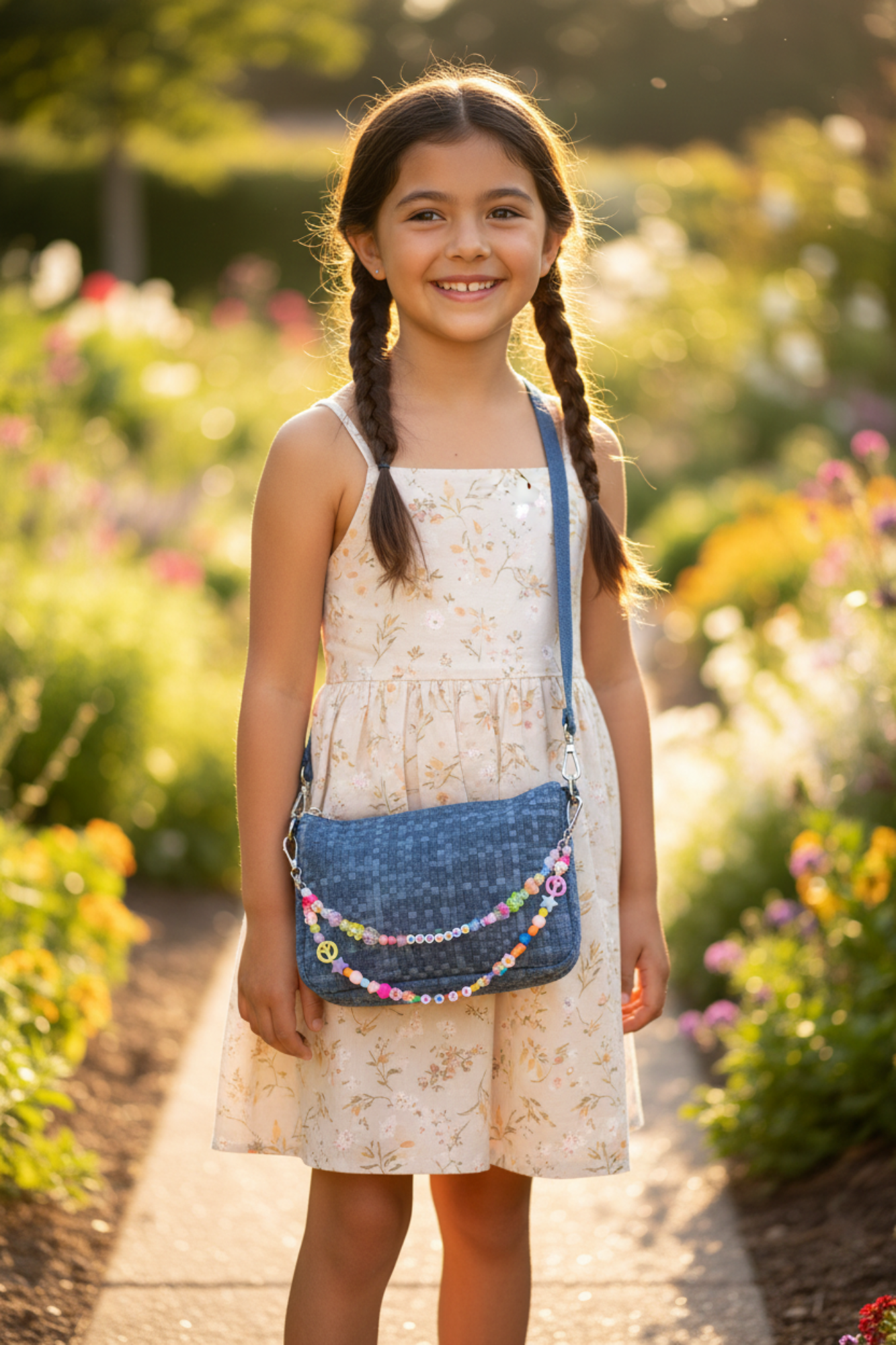 Weave Rainbow Charm Denim Bag
