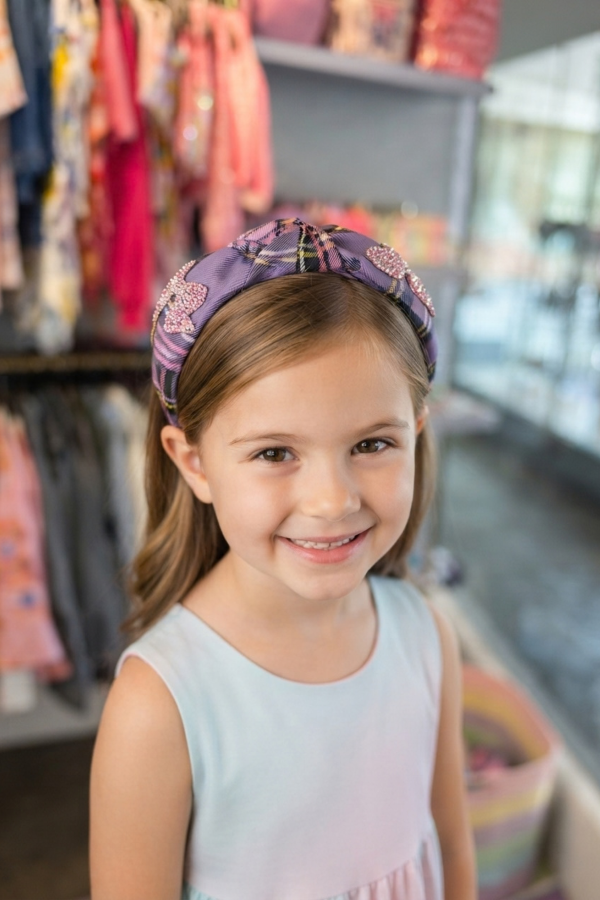 Crystallized Plaid Bow Knot Headband