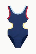 Color Block One-Piece Swimwear Blue