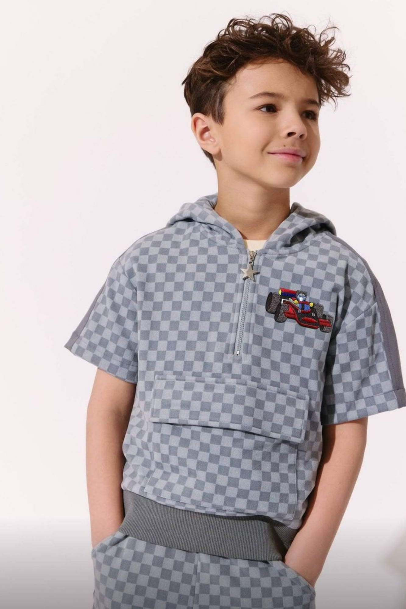 Grey Checkered Soft Short Set